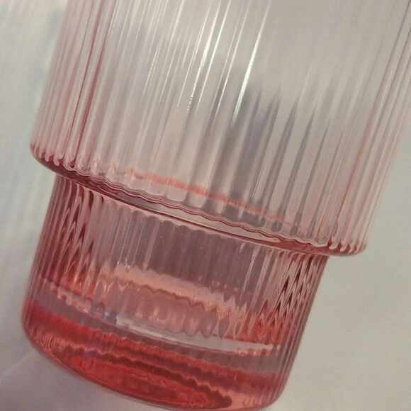 Pink Clear Ribbed Stackable Acrylic 5.5"t Cocktail Glasses Set of 2 - Picture 3 of 15